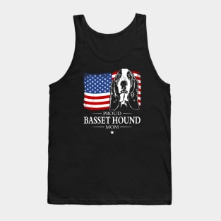 Proud Basset Hound Mom American Flag patriotic dog Tank Top